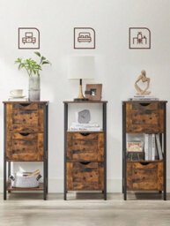 Songmics Vasagle Bathroom Floor Cabinet, Bathroom Storage Cabinet, Slim Bathroom Storage Cabinet With 2 Drawers, Rustic Brown And Black - thumbnail 4