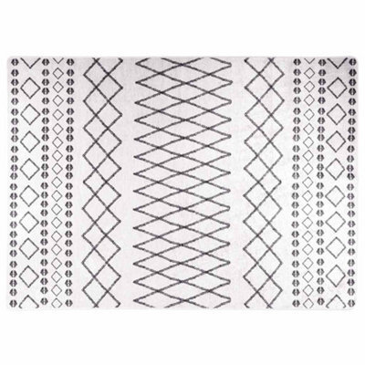 Berkfield Durable Rug Washable 120X180 Cm Black And White Anti Slip - image 1