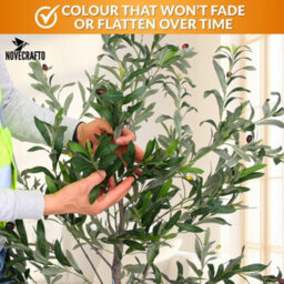 Novecrafto 180Cm Artificial Olive Tree With Decorative Pot & Mediterranean Stones - Realistic Indoor Faux Plant With Lifelike Leaves & Fruits - thumbnail 9