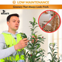 Novecrafto 180Cm Artificial Olive Tree With Decorative Pot & Mediterranean Stones - Realistic Indoor Faux Plant With Lifelike Leaves & Fruits - thumbnail 7
