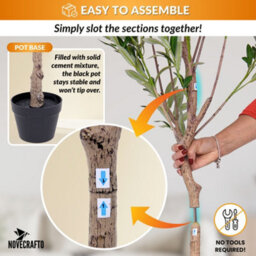 Novecrafto 180Cm Artificial Olive Tree With Decorative Pot & Mediterranean Stones - Realistic Indoor Faux Plant With Lifelike Leaves & Fruits - thumbnail 6