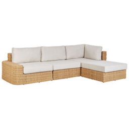 Beliani Garden Corner Sofa With Table 4 Seater Oliveri Pe Rattan Beige Left Hand - thumbnail 5