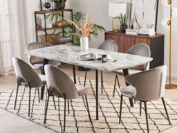 Beliani Extending Dining Table Mosby Grey Marble 160/200 Cm 90 Cm - thumbnail 2
