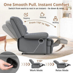 Manual Recliner Armchair, Pu Leather Upholstered Reclining Sofa Chair - thumbnail 3