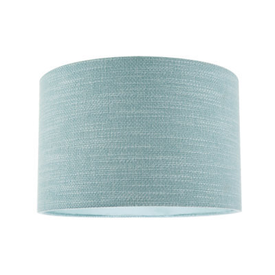 Happy Homewares Designer Bobbled And Textured Linen Lamp Shade In Light Duck Egg Blue - image 1