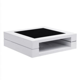 Furniture in Fashion Cyndy High Gloss Coffee Table In White With Black Glass Top - thumbnail 3