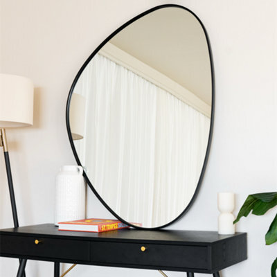 Jōbū Jobu Home - Izumi - Black Metal Irregular Pebble Mirror - 120Cm X 90Cm - image 1