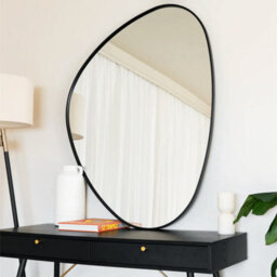 Jōbū Jobu Home - Izumi - Black Metal Irregular Pebble Mirror - 120Cm X 90Cm - thumbnail 2