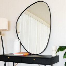 Jōbū Jobu Home - Izumi - Black Metal Irregular Pebble Mirror - 120Cm X 90Cm