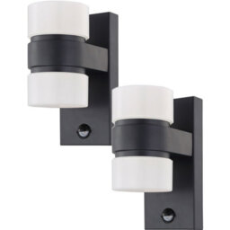 2 Pack Modern Ip44 Outdoor Wall Light With Pir Sensor In Anthracite Aluminium