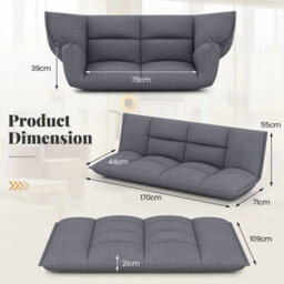 Floor Sofa Chair Convertible Lazy Couch W/adjustable Backrest - thumbnail 2