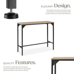 Tectake Dining Table Kerry - High, Breakfast Bar Style  -  Industrial Wood Light, Oak Sonoma - thumbnail 3