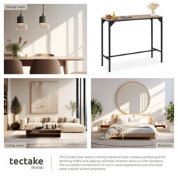 Tectake Dining Table Kerry - High, Breakfast Bar Style  -  Industrial Wood Light, Oak Sonoma - thumbnail 5