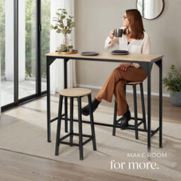 Tectake Dining Table Kerry - High, Breakfast Bar Style  -  Industrial Wood Light, Oak Sonoma - thumbnail 7