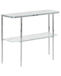 Beliani Glam Console Table White Silver Tempered Glass Marble-Effect 100 X 35 Cm Modern - thumbnail 3