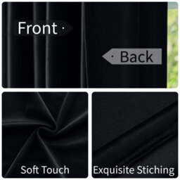 Oxford Homeware Eyelet Velvet Curtains Black Fully Lined Blackout Thermal Insulated Eyelet Curtains Pair (W)168Cm X (L)183Cm - thumbnail 3