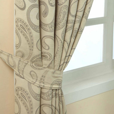 Homescapes Cream Paisley Jacquard Curtain Tie Back Pair - image 1