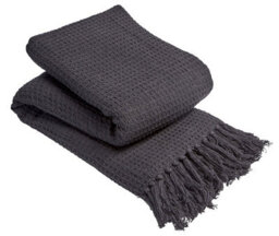 Lisbon Pure Cotton Honeycomb Throw In Grey, 228 X 254Cm - thumbnail 1