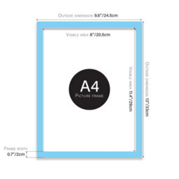 A4 Light Blue Picture Frame Fits A4 (21 X 29.7Cm - 8.3 X 11.7In) Poster, Photo, Artwork, Or Print. - thumbnail 2