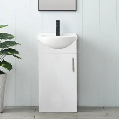 Home Treats White Freestanding Vanity Unit & Basin Set - Includes 1 Door Vanity (W)418mm (H)800mm - image 1