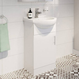 Home Treats White Freestanding Vanity Unit & Basin Set - Includes 1 Door Vanity (W)418mm (H)800mm - thumbnail 9