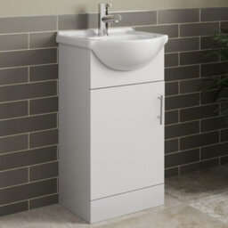 Home Treats White Freestanding Vanity Unit & Basin Set - Includes 1 Door Vanity (W)418mm (H)800mm - thumbnail 8