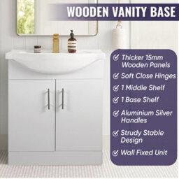 Home Treats White Freestanding Vanity Unit & Basin Set - Includes 1 Door Vanity (W)418mm (H)800mm - thumbnail 6