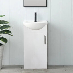 Home Treats White Freestanding Vanity Unit & Basin Set - Includes 1 Door Vanity (W)418mm (H)800mm - thumbnail 1