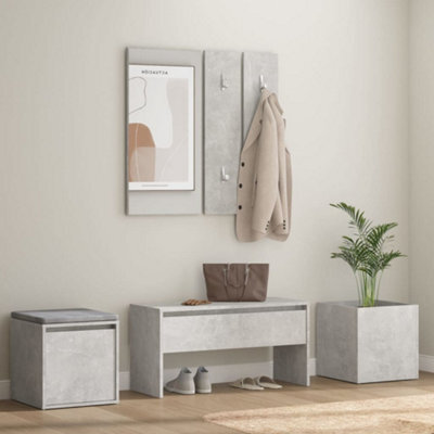 Walplus Hallway Furniture Set Concrete Grey Engineered Wood - image 1