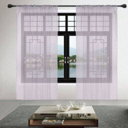 "Neel Blue Voile Curtains Slot Top, 2 Curtains, White - 56"" Width X 54"" Drop"