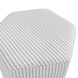 Wyld Haus Isabella Hexagon Upholstered Stool Grey And White Striped Cotton - thumbnail 3