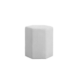 Wyld Haus Isabella Hexagon Upholstered Stool Grey And White Striped Cotton - thumbnail 2