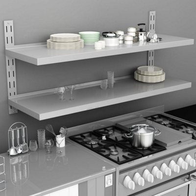 Vidaxl 2-Tier Floating Wall Shelf Stainless Steel 150X30 Cm - image 1