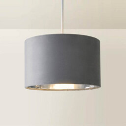 Valuelights Reni Grey Velvet & Silver Inner Drum Ceiling Lamp Shade And Bulb (D)25Cm - thumbnail 6