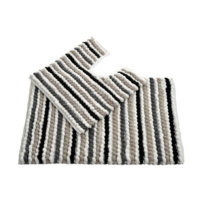 Allure Bath Fashions Chunky Bobble Striped Two Piece Bath Mat Set - Monochrome - image 1
