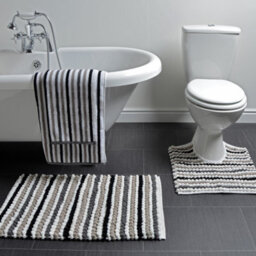 Allure Bath Fashions Chunky Bobble Striped Two Piece Bath Mat Set - Monochrome - thumbnail 2