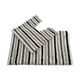 Allure Bath Fashions Chunky Bobble Striped Two Piece Bath Mat Set - Monochrome