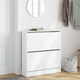 Berkfield Shoe Cabinet White 80X21X87.5 Cm Engineered Wood - thumbnail 3