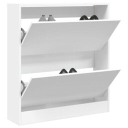 Berkfield Shoe Cabinet White 80X21X87.5 Cm Engineered Wood - thumbnail 1