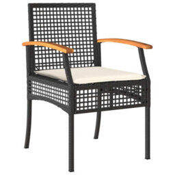 Berkfield Garden Dining Set 5 Pcs Black Poly Rattan - thumbnail 6