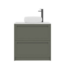Royal Bathrooms Royal Bathroom Elmore 800mm Matt Green Freestanding Countertop Bathroom Vanity Unit 2 Drawer With Milan Basin - thumbnail 7