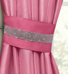Intimates Manhattan Faux Silk Diamante Curtain Tieback Pair - Pink