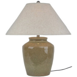 Hill Interiors Mottura Table Lamp With Edged Linen Shade - Ceramic - L55 X W55 X H66 Cm - Green