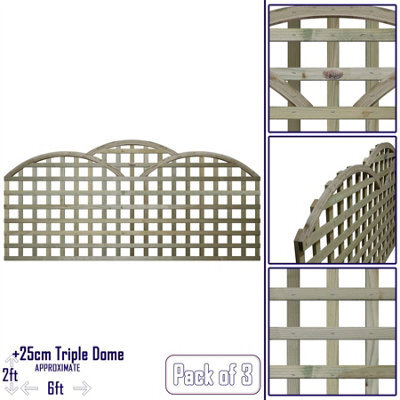 Premier Garden Supplies Triple-Dome Wooden Trellis Panel 6Ft X 1Ft (3 Pack) Privacy Square Lattice Fencing Topper Extension For Climbing Plant Support - image 1