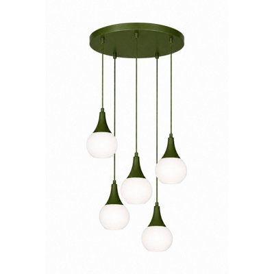 Luminosa Lighting Luminosa Lacrima Cluster Pendant Ceiling Light Green White Glass Shade 5X E27 - image 1