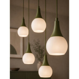 Luminosa Lighting Luminosa Lacrima Cluster Pendant Ceiling Light Green White Glass Shade 5X E27 - thumbnail 3