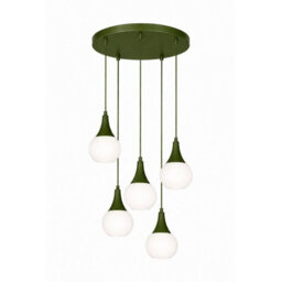 Luminosa Lighting Luminosa Lacrima Cluster Pendant Ceiling Light Green White Glass Shade 5X E27 - thumbnail 1