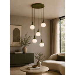 Luminosa Lighting Luminosa Lacrima Cluster Pendant Ceiling Light Green White Glass Shade 5X E27 - thumbnail 2