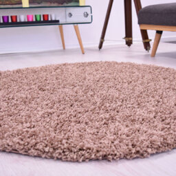 Bravich Mocha Thick Shaggy Circle Rug - California - 120Cm - thumbnail 2