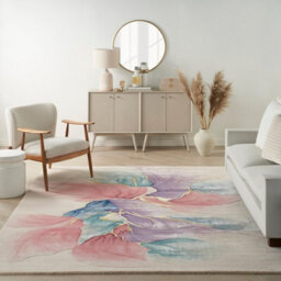 Ivory Wool Luxurious Modern Handmade Abstract Optical/ (3D) Dining Room Bedroom And Living Room Rug -114Cm X 175Cm - thumbnail 1